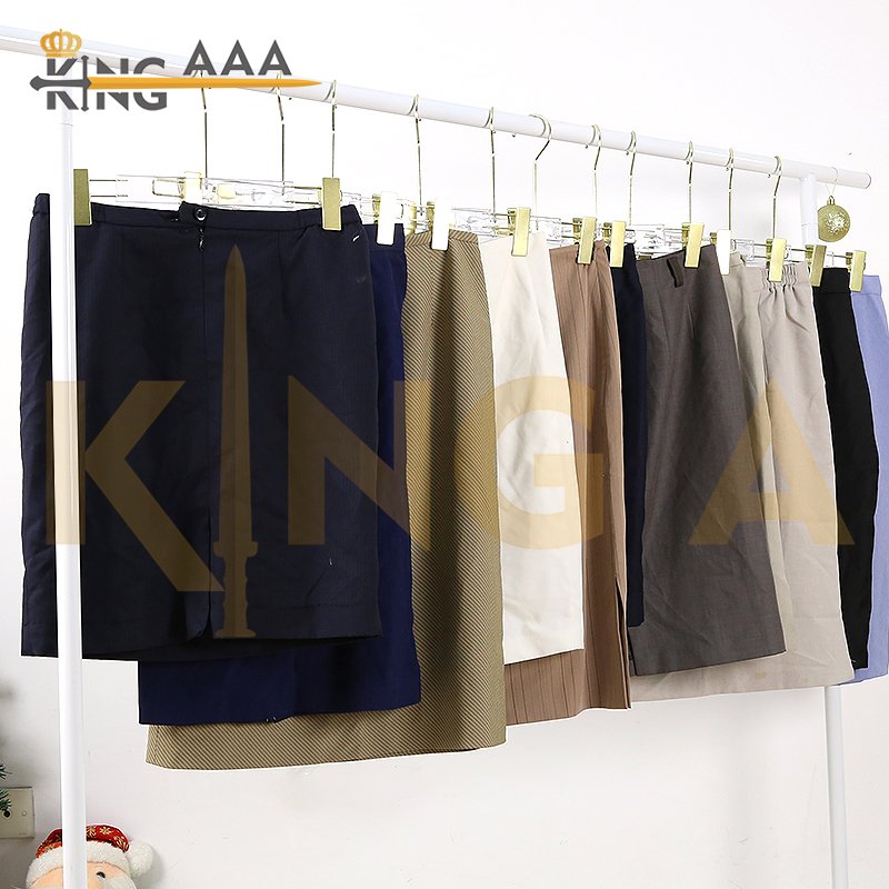 Wholesale Fashion Solid Color Mid Length A-line Skirts Women High Waist Office Straight Skirts Used Second Hand Clothes Bales