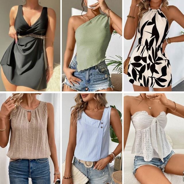 Summer stock women's casual V-neck top sexy suspender vest printed loose t-shirt mixed women's top randomly shipped