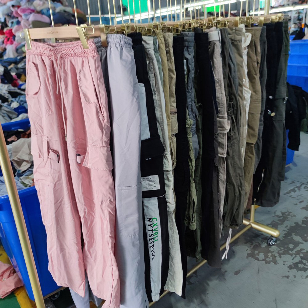 High quality second hand adult cargo pant long wholesale factory class b used pants
