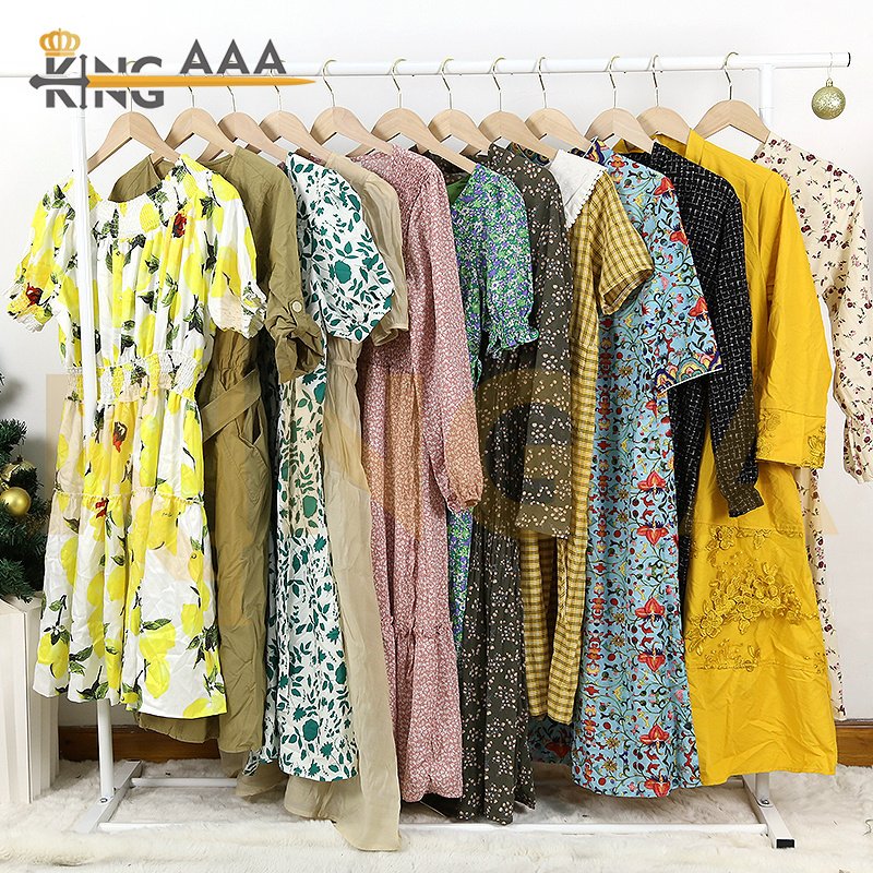 Wholesale Ladies Dresses Women Lady Casual Elegant Silk Dress Summer Wear Used Clothes Second Hand Clothing Women Dresses
