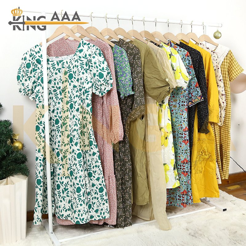 Wholesale Ladies Dresses Women Lady Casual Elegant Silk Dress Summer Wear Used Clothes Second Hand Clothing Women Dresses