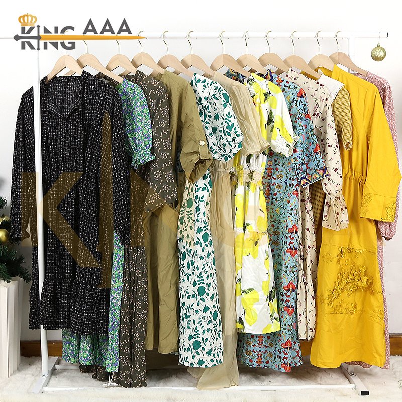 Wholesale Ladies Dresses Women Lady Casual Elegant Silk Dress Summer Wear Used Clothes Second Hand Clothing Women Dresses