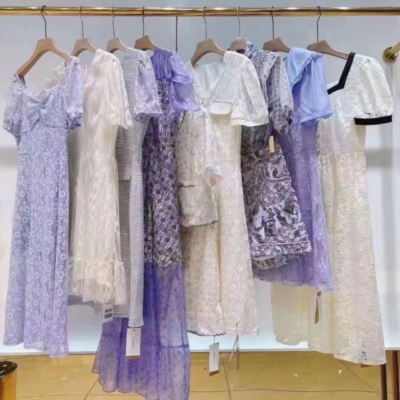 Ladies silk dress lace sexy elegant women summer korean used clothing second hand female dress