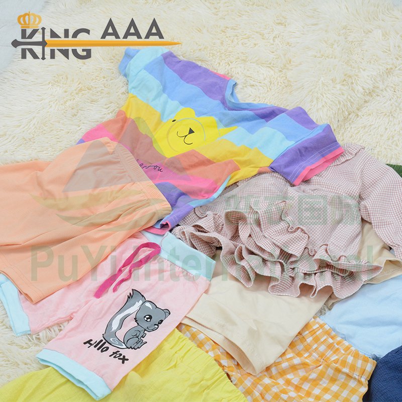 Wholesale Short Sleeve Children Summer Wear Kids Used Clothes Cotton Casual Second Hand Clothing Apparel Stock for Kids