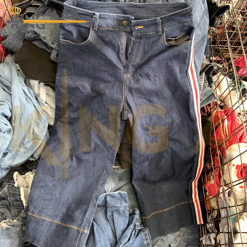 Wholesale Used Pants Ladies Jeans Stock Loose Wide Leg Pants Summer Denim High Quality Female Second Hand Used Clothes