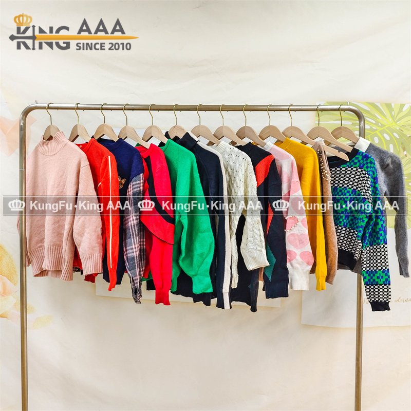 KINGAAAthick pullover sweater used bale clothes woman bea code second hand clothing mixed for ladies