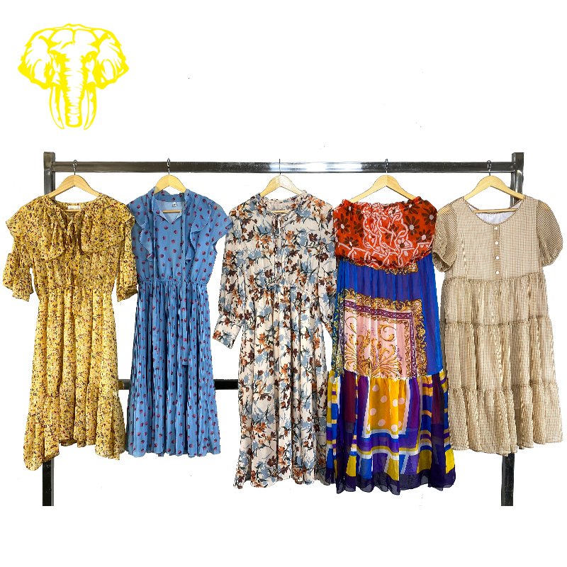 Used clothes second hand clothing lady clothes summer dress 2024 long sleeve dress