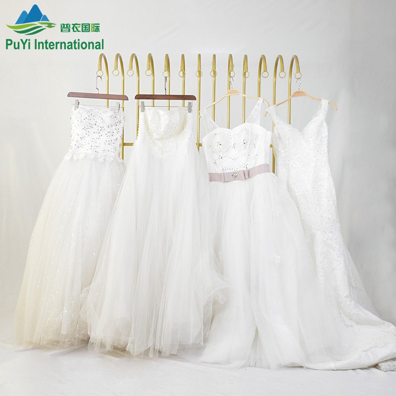 vintage luxury french used wedding dress bridal gown evening fabric white second hand clothes