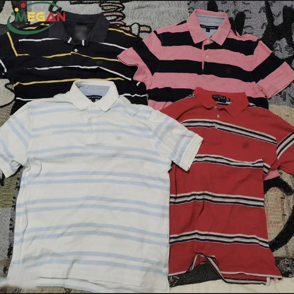 Megan Premium Quality Used Summer Golf Clothes Bales Printed Used Polo Shirts For Men