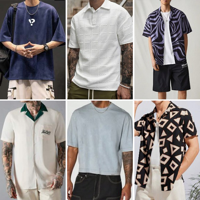 stock2024 wholesale clothing men's pure cotton printed high-quality casual t-shirt polo shirt shorts shirt mixed random delivery
