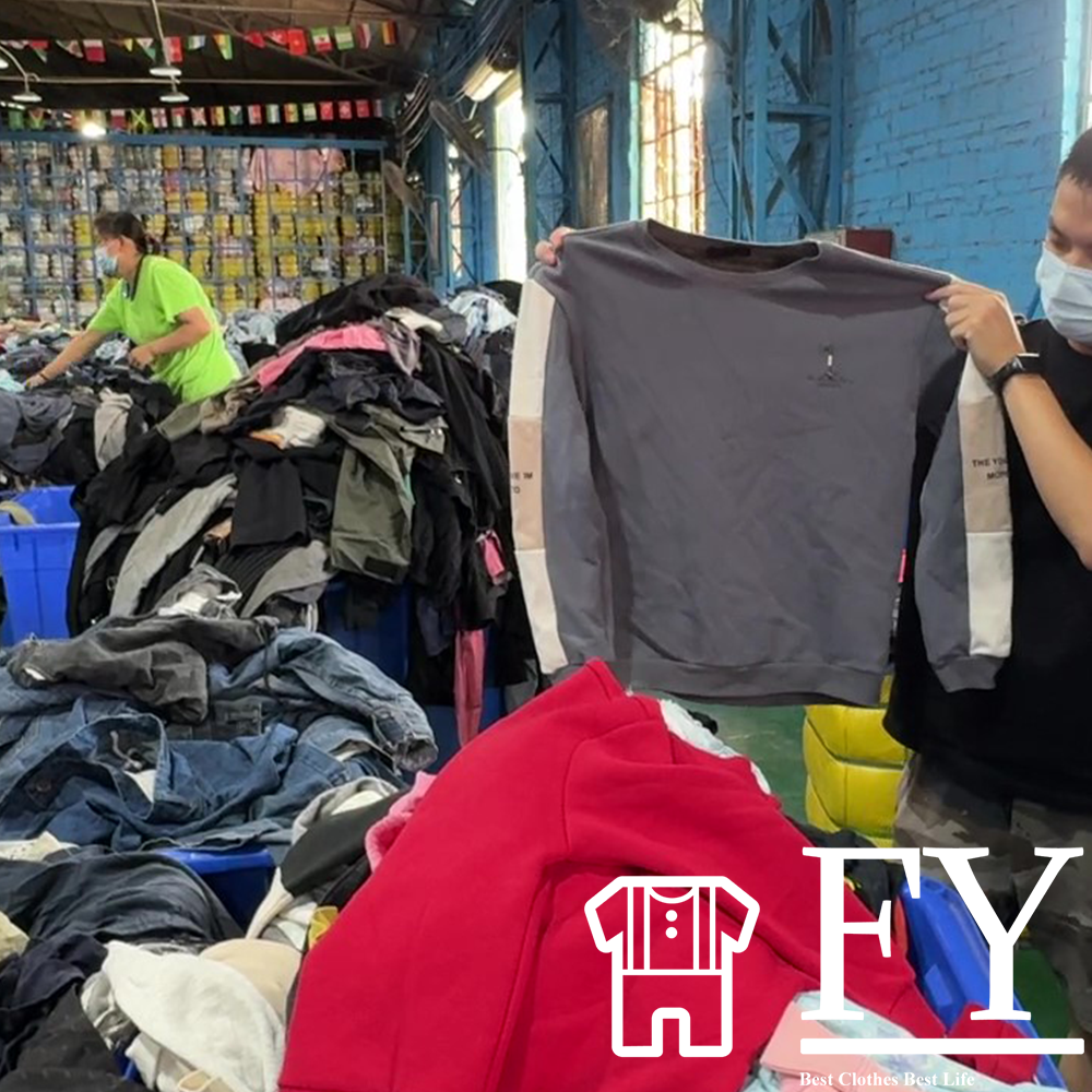 FengYang Used Sweatshirt Used Clothes for Women Bales Round Neck Sweater Women Men Children Adult Factory Outlet