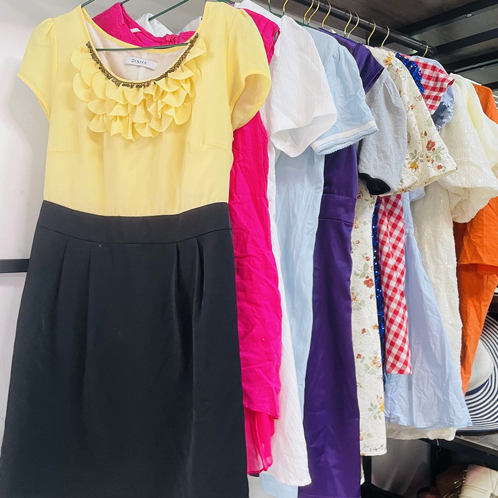 Summer ladies used cotton dress mix bales second hand women and girls fashion dresses wholesale for ladies stock
