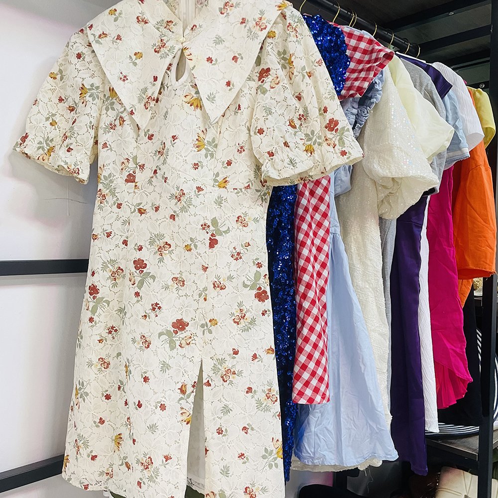 Summer ladies used cotton dress mix bales second hand women and girls fashion dresses wholesale for ladies stock