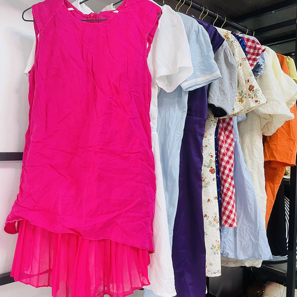 Summer ladies used cotton dress mix bales second hand women and girls fashion dresses wholesale for ladies stock