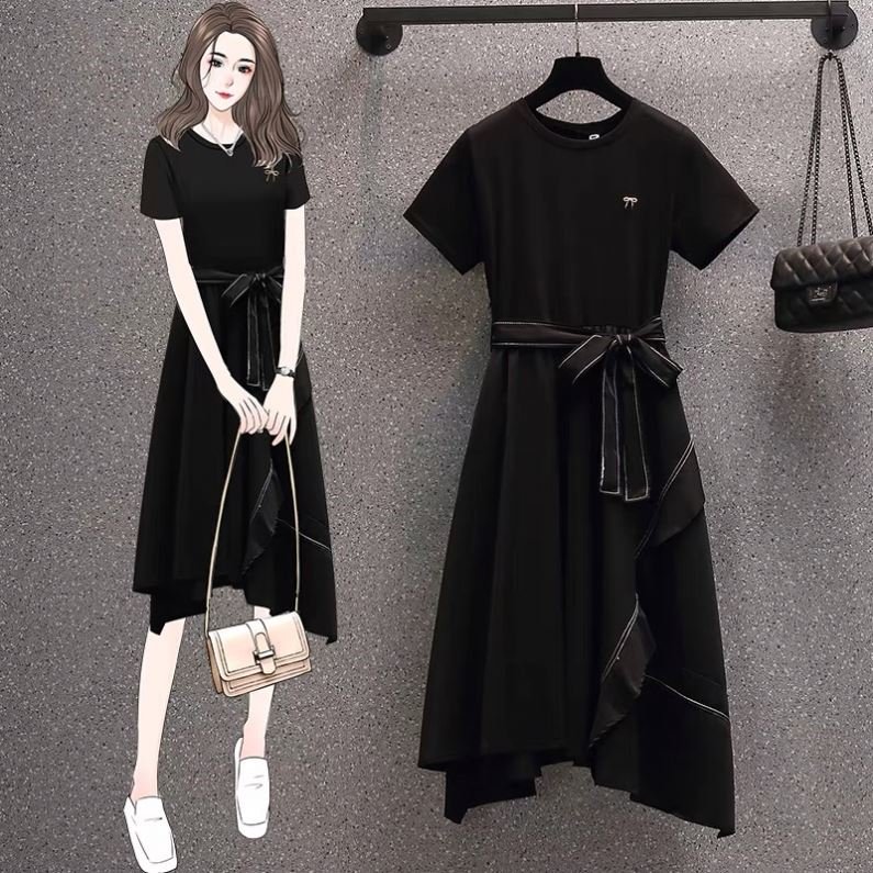 2022 Spring/Summer New Women's Fashion Casual Heavy Industry Sequins Embroidered Short Sleeve Dress