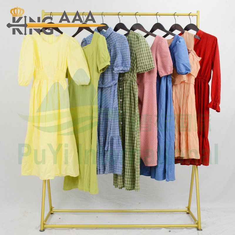 Wholesale Fashion Summer Beach Dress Luxury Ladies Dresses Short Sleeve Used Clothes Second Hand Clothing Bales