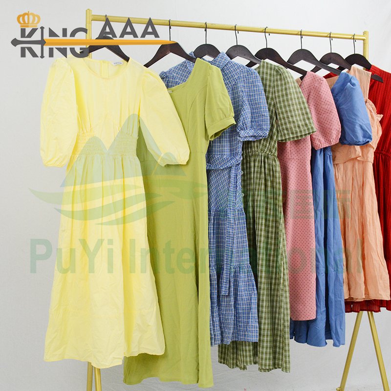 Wholesale Fashion Summer Beach Dress Luxury Ladies Dresses Short Sleeve Used Clothes Second Hand Clothing Bales