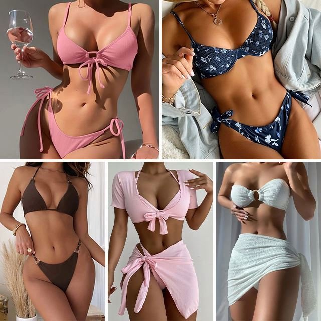 2024 Women's Sexy Fashion Bikini Set Women's Used One Piece Bikini Swimwear Clearance Wholesale