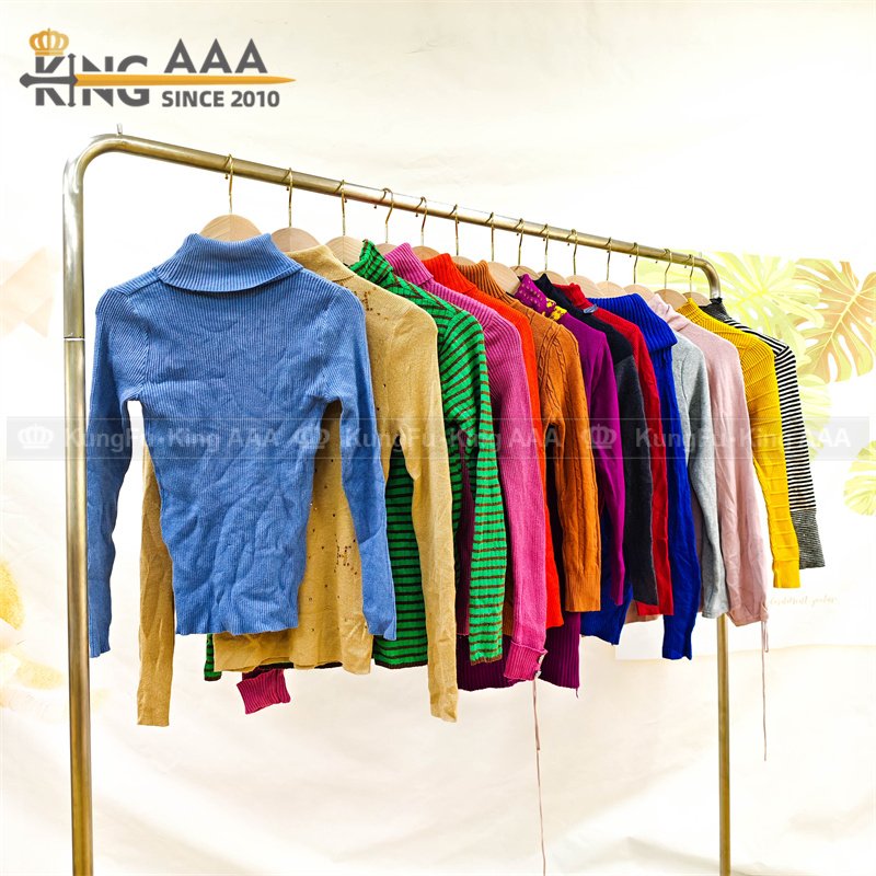 knitted sweater turtleneck used clothing lots ropa usada de vestir de mujer second hand clothes bales container of used clothes