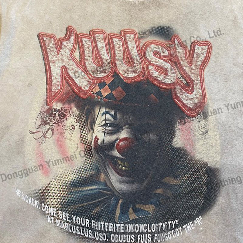 Manufacturers For Customs clothes Vintage Print Raw Hem Sun Faded Acid Stone Washed T-shirt Oversized Boxy Cropped T Shirt Men