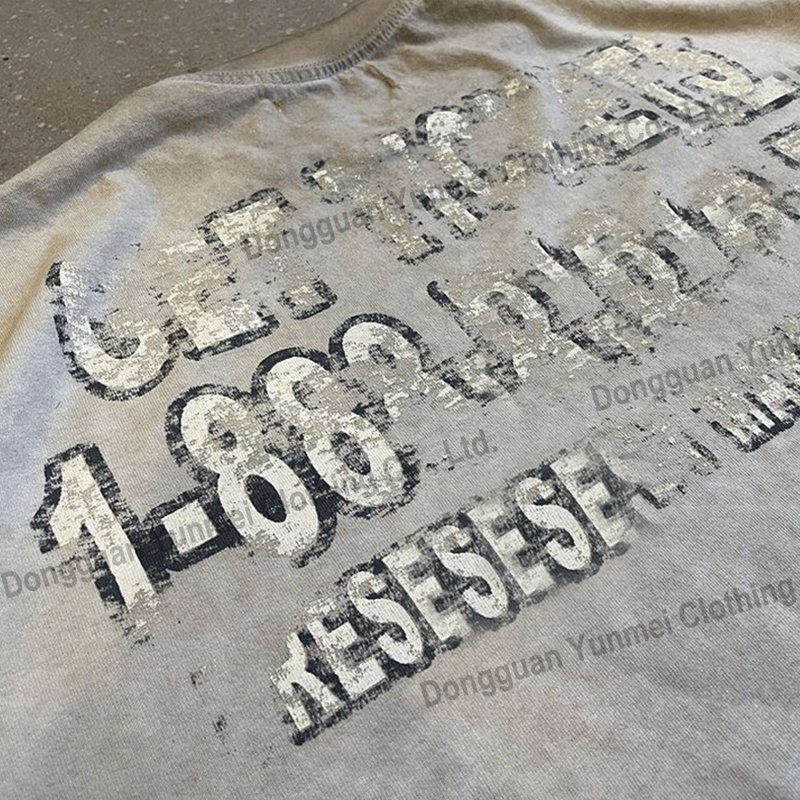 Manufacturers For Customs clothes Vintage Print Raw Hem Sun Faded Acid Stone Washed T-shirt Oversized Boxy Cropped T Shirt Men
