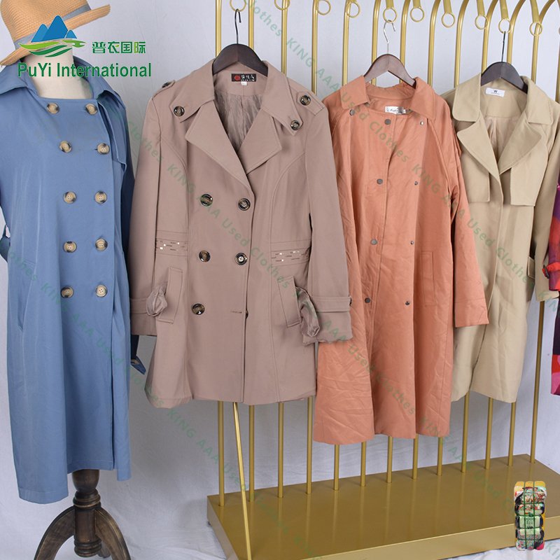 Winter fashion overcoat trench coats second hand clothing women's windbreaker used clothes