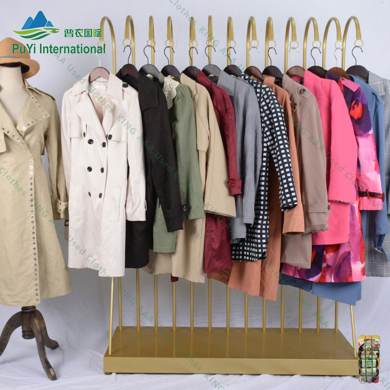 Winter fashion overcoat trench coats second hand clothing women's windbreaker used clothes