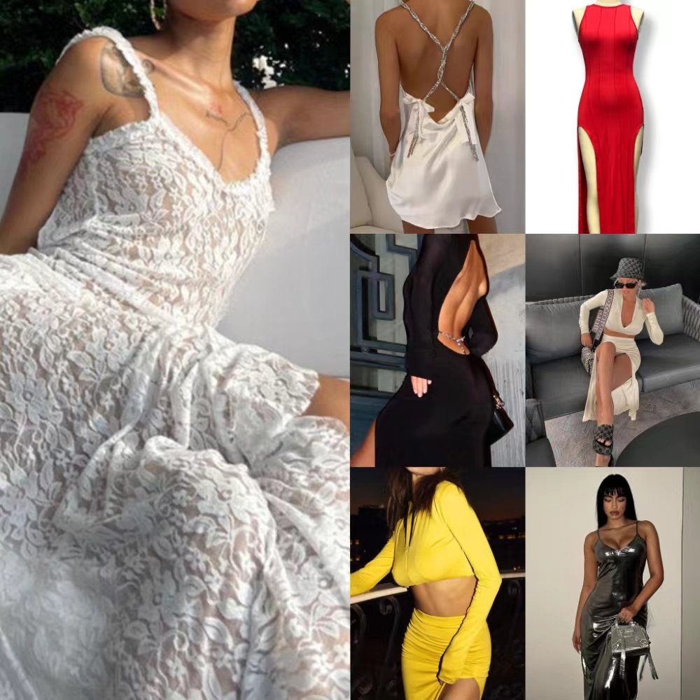 2024 new arrivals women sexy deep v neck backless sleeveless high slits wide slip strap formal evening gown dress for women