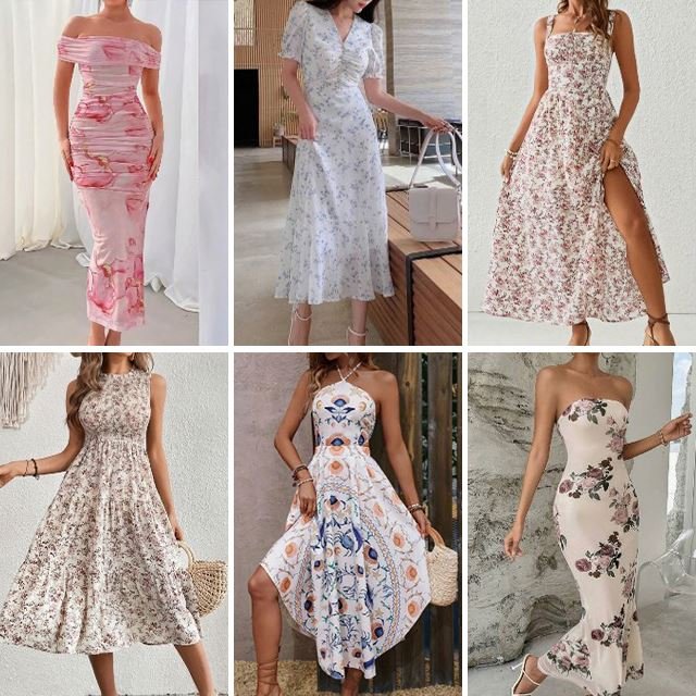 Wholesale used clothing women's casual and sexy V-neck dresses mixed shipment inventory clearance