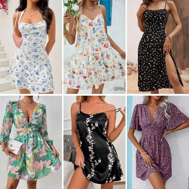 Wholesale used clothing women's casual and sexy V-neck dresses mixed shipment inventory clearance