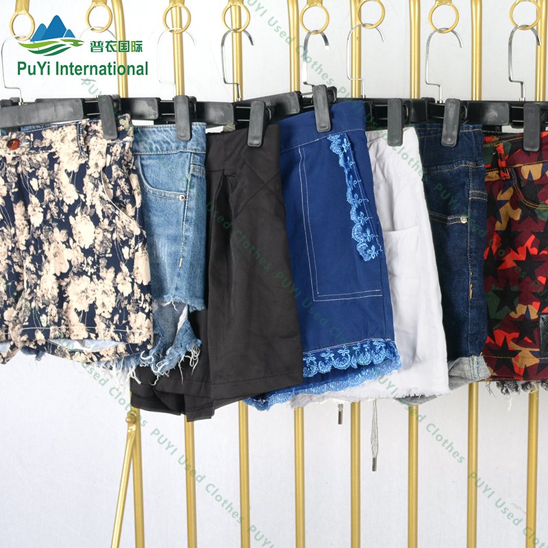 denim cotton mixed ladies short jeans pants second hand clothing women denim shorts used clothes for girls bales