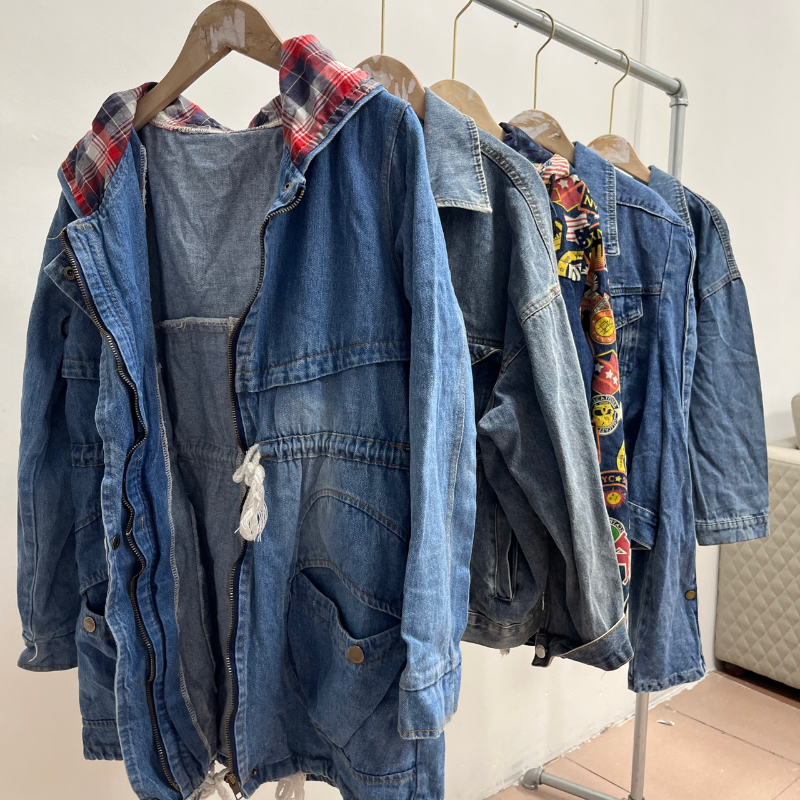 Supplier Wholesale High Quality Second Hand Women Clothes Used Winter Used Denim Jacket Bale Used Denim Jackets