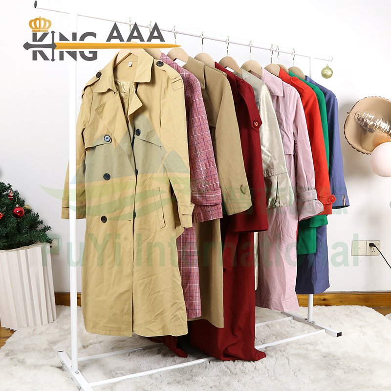 long trench coat women used clothes second hand clothing trench coat premium windbreaker used jacket bale bales clothes