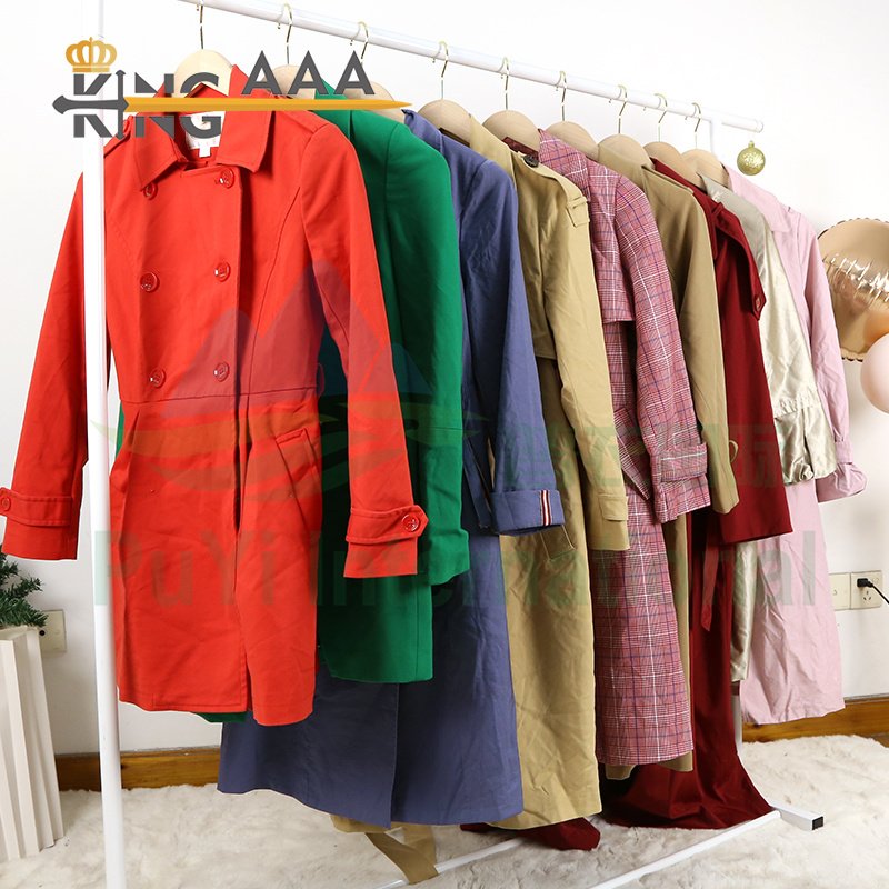 long trench coat women used clothes second hand clothing trench coat premium windbreaker used jacket bale bales clothes