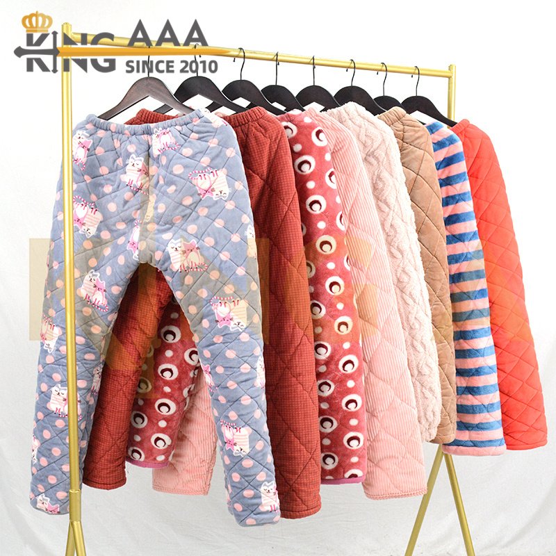 Wholesale Winter Thick Pajamas Women Warm Female Sleepwear Sets Second Hand Clothing Used Home Clothes in Bales