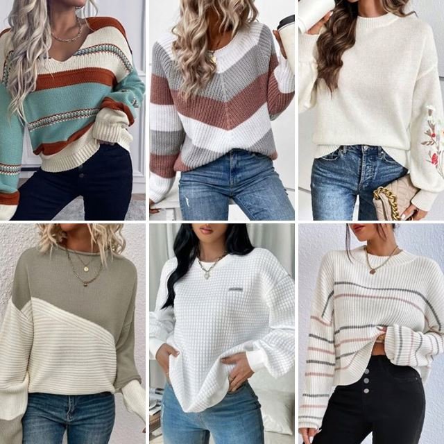 Wholesale high-quality long sleeved winter women's knitted round neck pullover embroidered sweaters Used