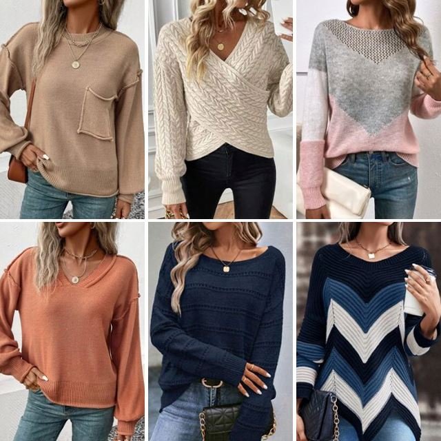 Wholesale high-quality long sleeved winter women's knitted round neck pullover embroidered sweaters Used