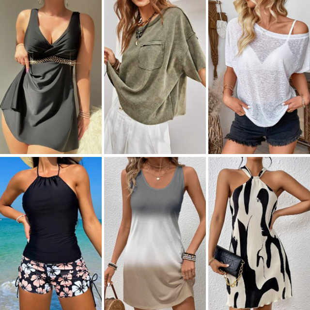 Clearance Summer Women's Mixed T-shirt Fashion Printed Dress Short Skirt Top Bulk Mixed Clothing Random Shipping