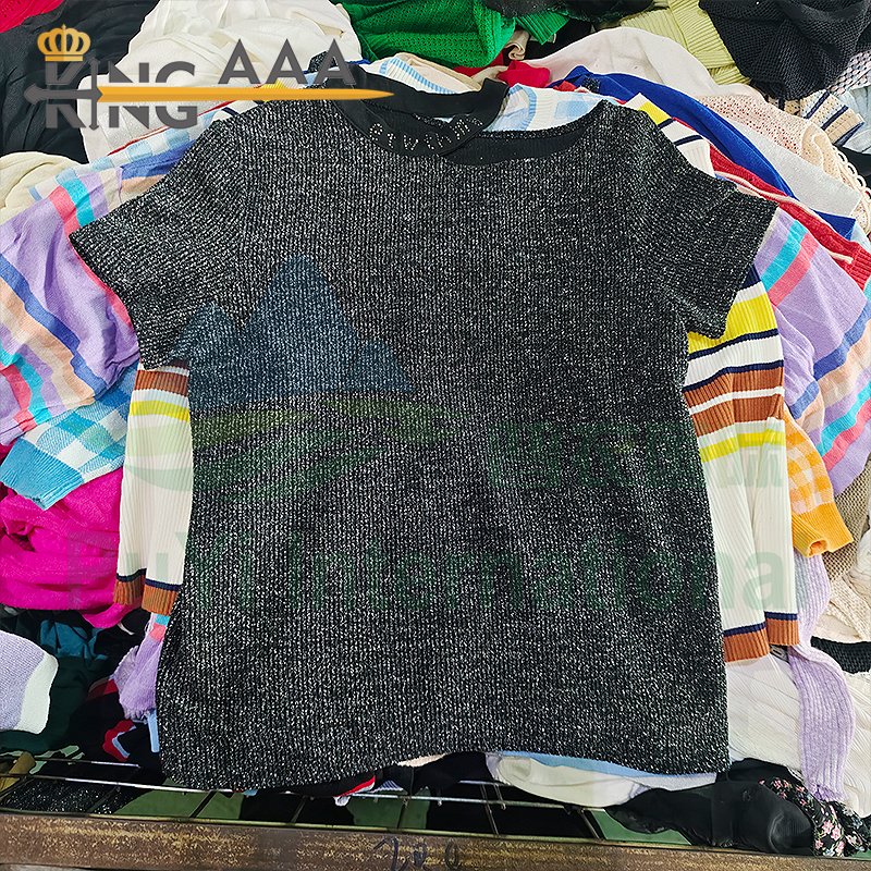 2024 Wholesale Used Clothes Sleeveless Women's Short-sleeved Solid Sweaters Short Sleeve Sweater Manufacture for Spring Summer
