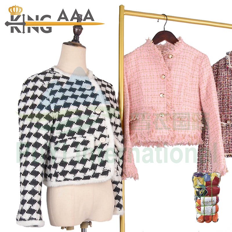 Luxury Branded Used Winter Clothes Women's Tweed Jacket Second Hand Ladies Wool Blends Channel Style Coat Suit Apparel For Women