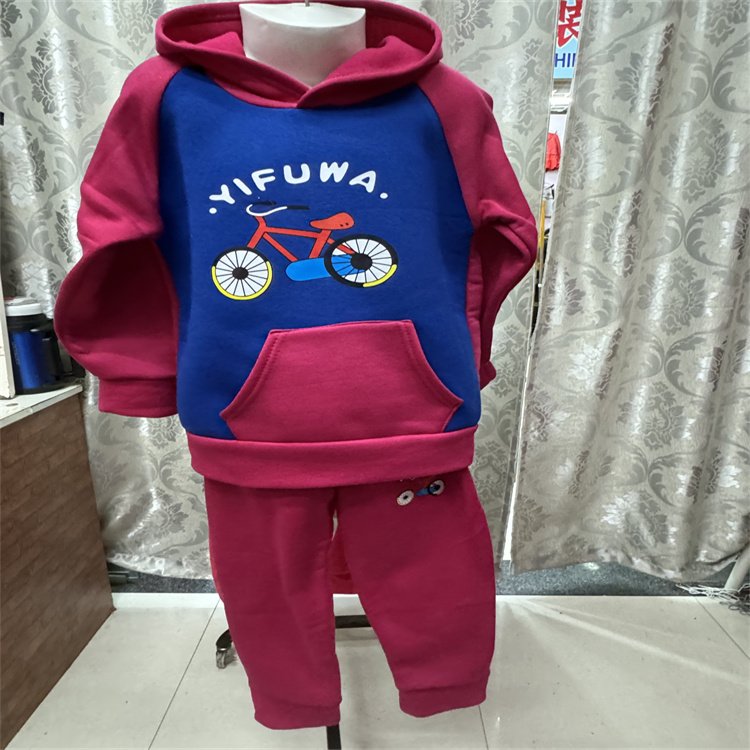 wholesale 3-8 Years Kids Fleece Pullover Tracksuit 2 Piece Thick Winter Heavyweight Hoodies Set sweatshirt set