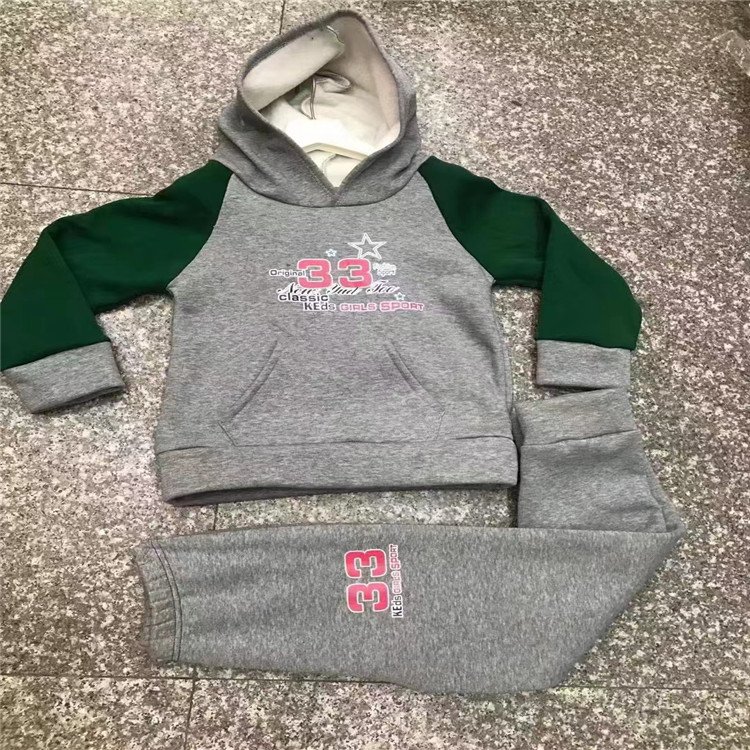 wholesale 3-8 Years Kids Fleece Pullover Tracksuit 2 Piece Thick Winter Heavyweight Hoodies Set sweatshirt set