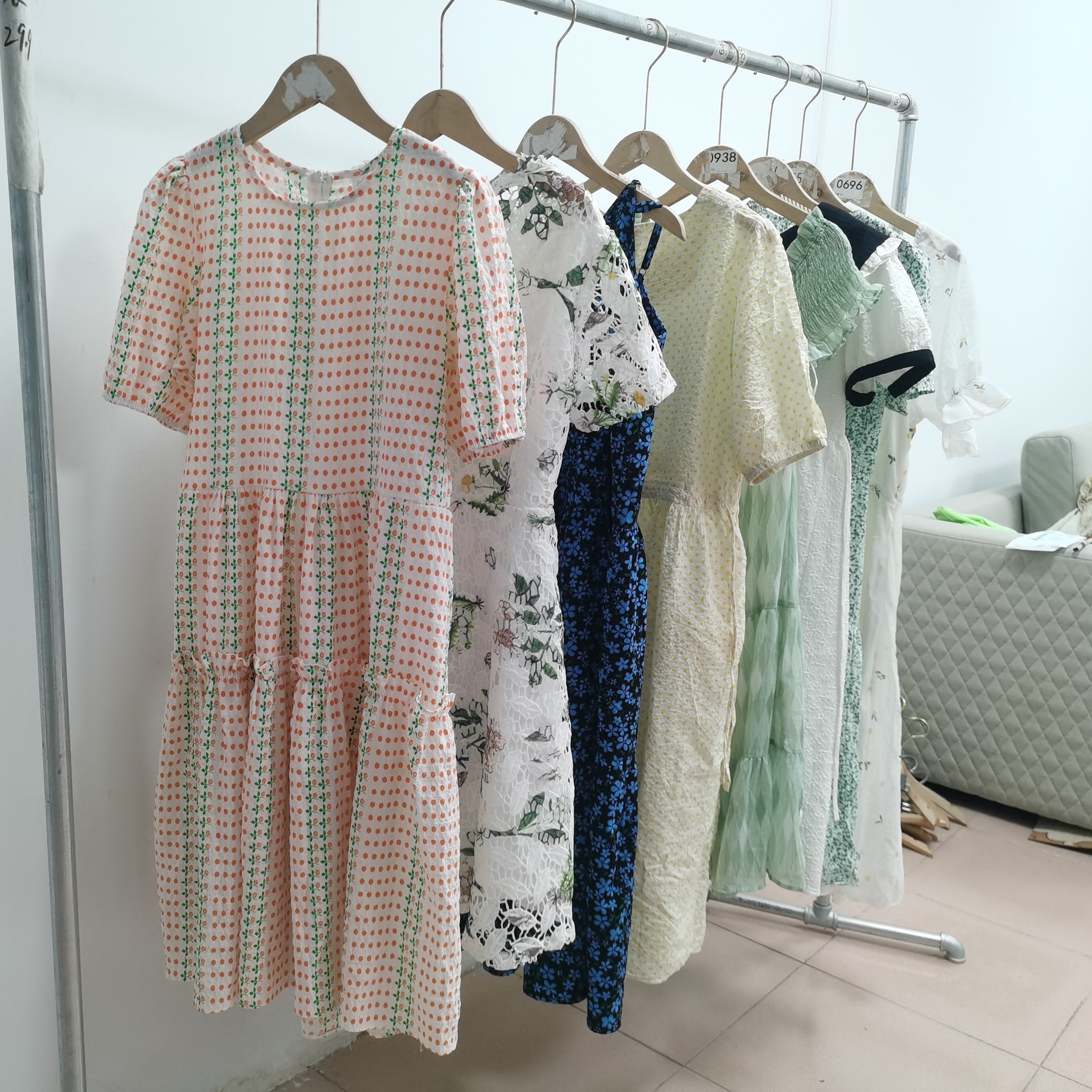 Casual dresses Bulk Wholesale Brand Name High End Cotton Dress Second Hand Clothes From Sweden