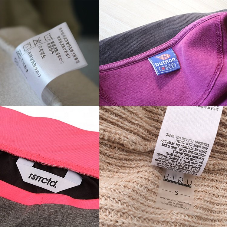 Custom Brand Garment Accessories High Definition Satin Polyester End Fold Garment Clothes Woven Tags Neck Main Labels for T-Shir