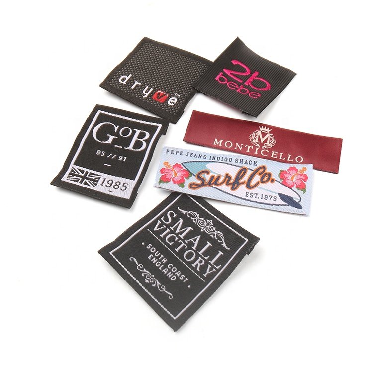 Custom Brand Garment Accessories High Definition Satin Polyester End Fold Garment Clothes Woven Tags Neck Main Labels for T-Shir