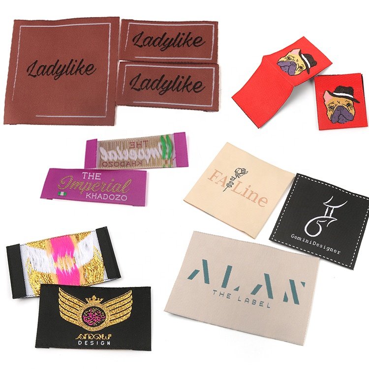 Custom Brand Garment Accessories High Definition Satin Polyester End Fold Garment Clothes Woven Tags Neck Main Labels for T-Shir