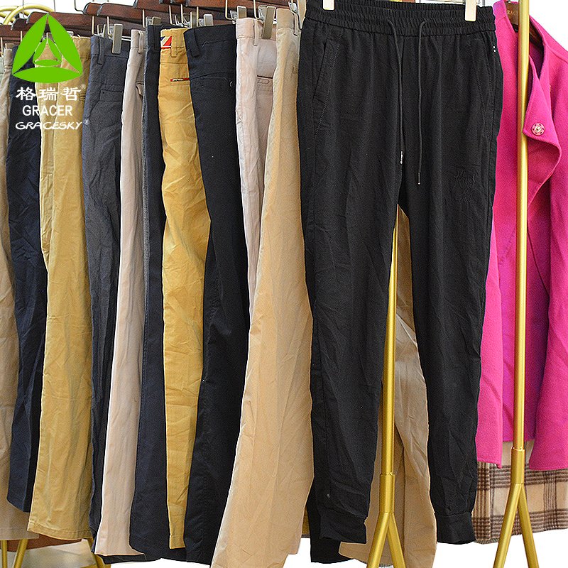 Low Price Overstock Used Clothes Cotton Pants Men'S Summer Second Hand Clothing Bales In Botswana
