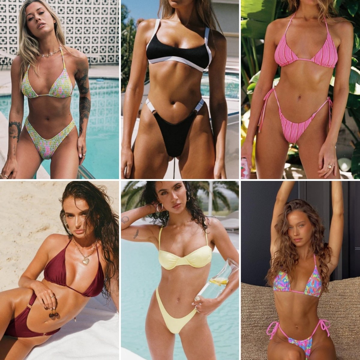 Europeanand American popular women's printed swimsuits conservative high waisted triangle bikinibeach swimsuits randomly shipped