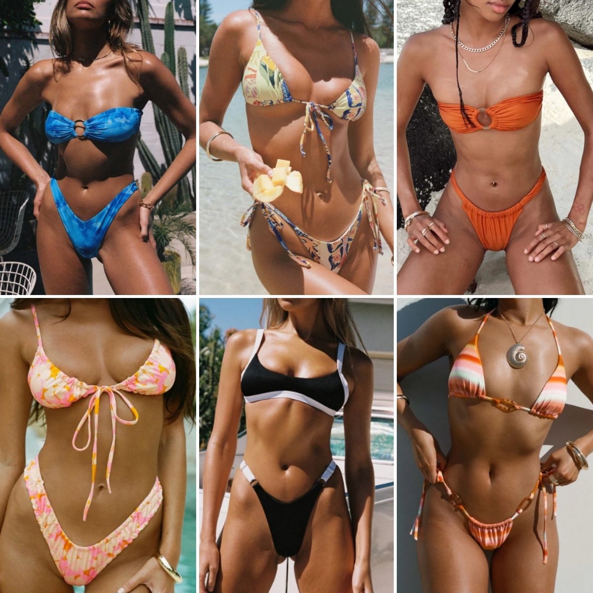 Europeanand American popular women's printed swimsuits conservative high waisted triangle bikinibeach swimsuits randomly shipped