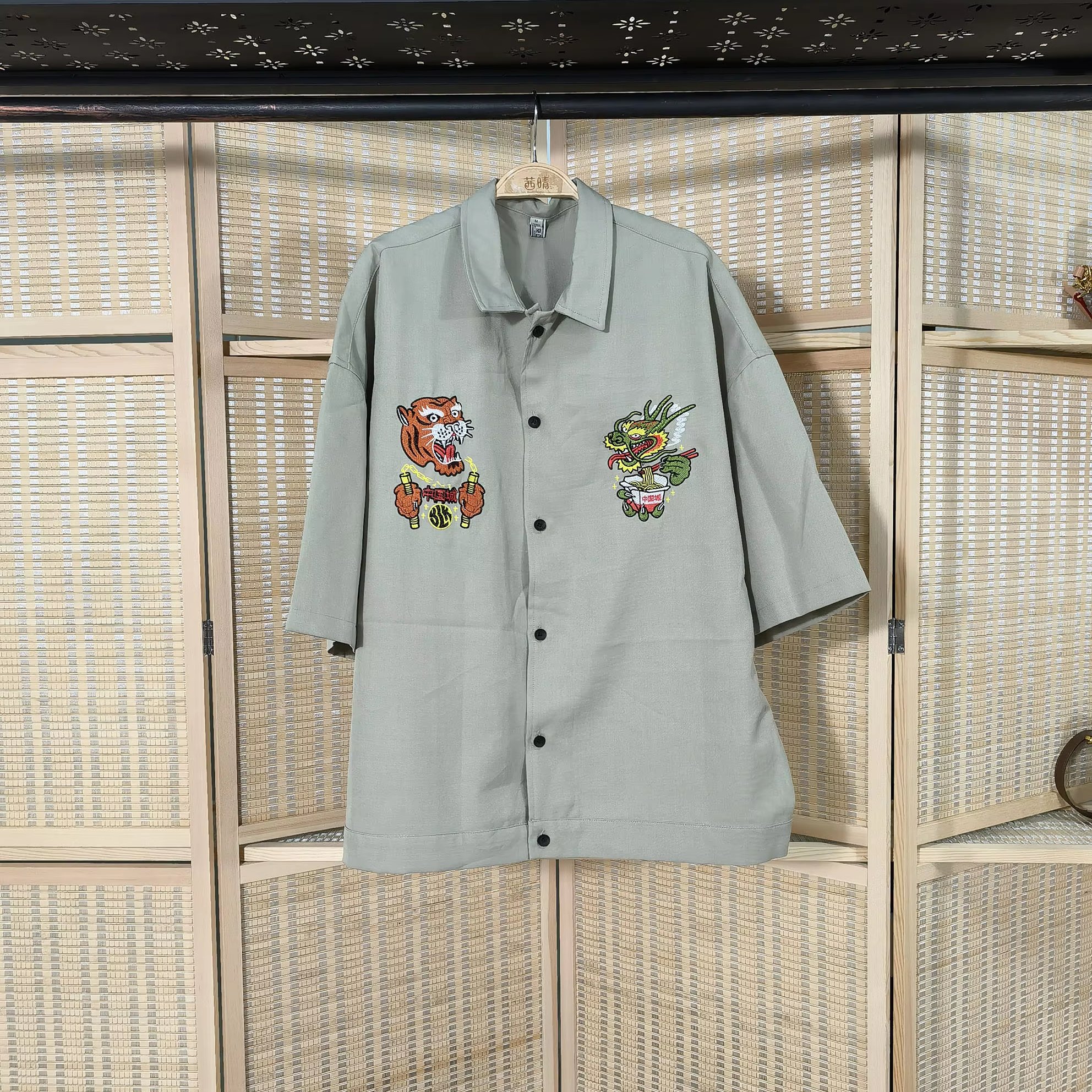 Wholesale Casual Turndown Collar Print Short Sleeve Button Used A Short Shirt Second Hand Clothes